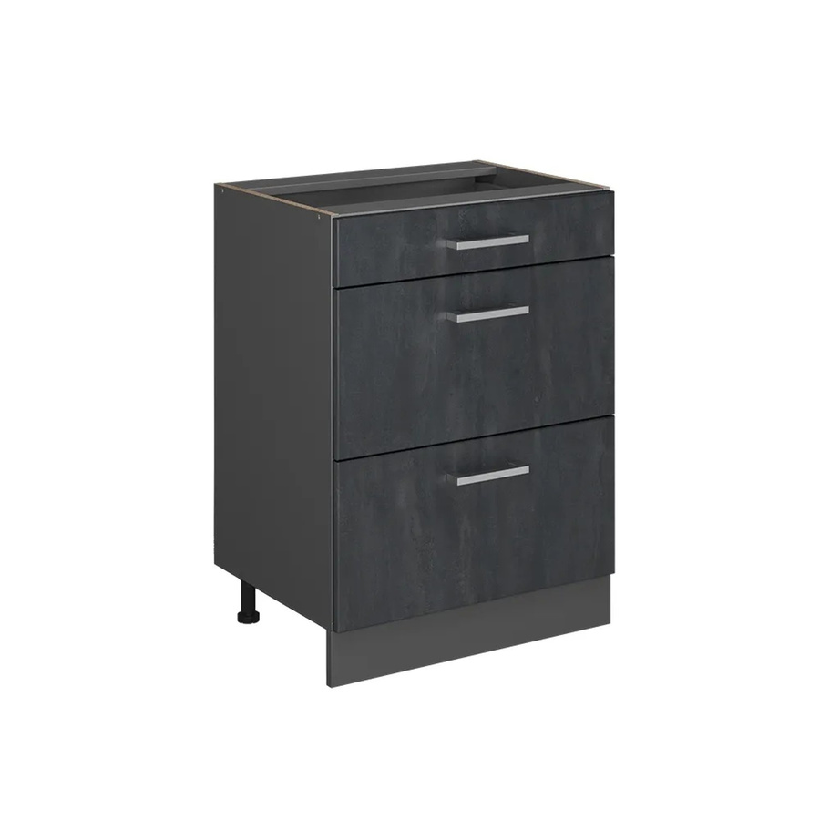Vicco Schubladenunterschrank R-Line in Schwarz und Anthrazit mit Beton-Optik, Breite: 60 cm, Tiefe: 46 cm, Höhe: 81,6 cm - Bild 2