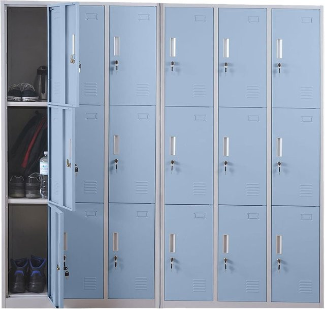 MCW Schließfach Preston T829 Wertfachschrank aus Metall mit 18 Fächern, Blau, H x B x T: 180 x 54 x 50 cm - Bild 1