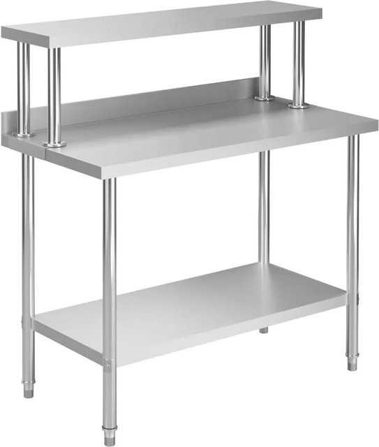 DELUKE Edelstahl Arbeitstisch SASO mit Aufsatzboard und Aufkantung, Farbe Silber, B/T/H: 120 x 60 x 120 cm - Bild 1