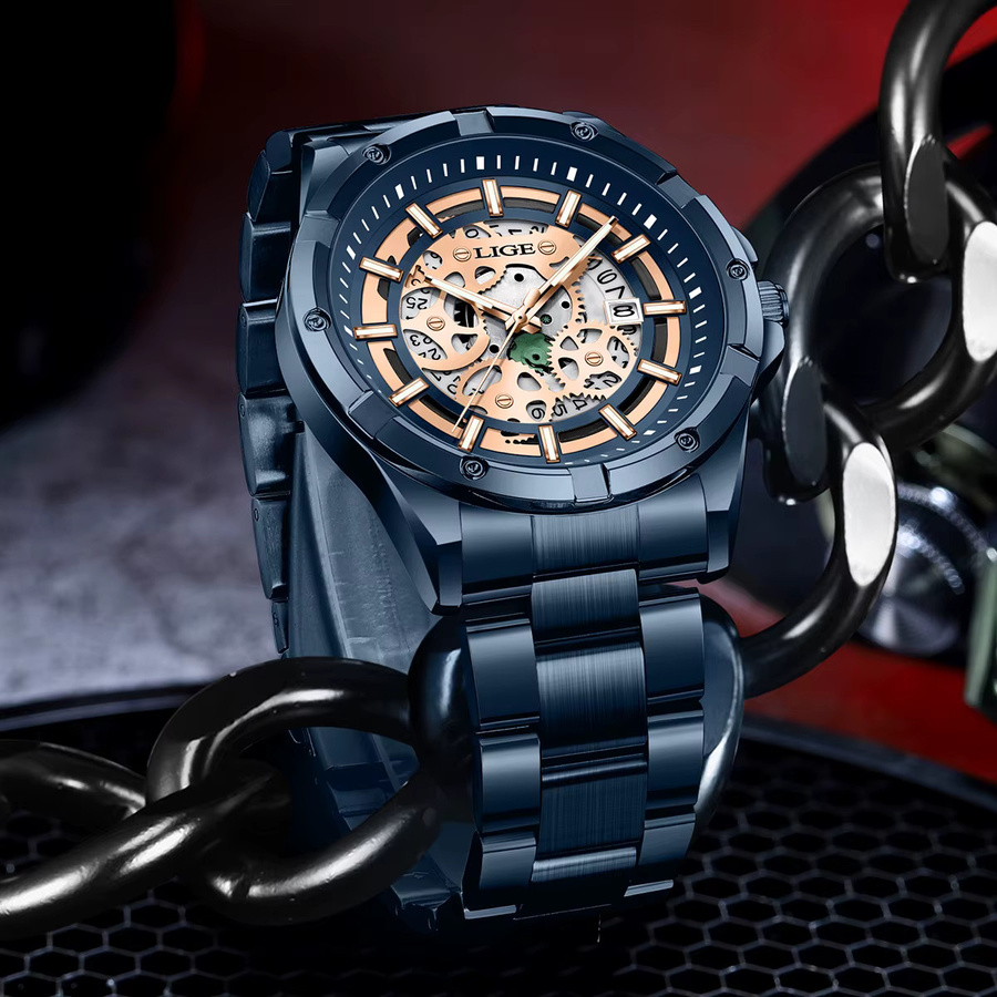 LIGE Armbanduhr Automatik, Edelstahl, Silber, Herren - Bild 4