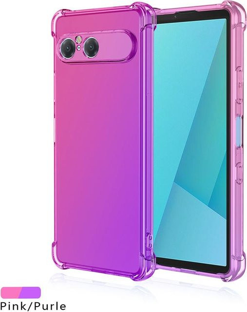 Stoßfeste Silikon Hülle mit Regenbogen Farbverlauf für Sony Xperia 10 VII, 1 VI, 10 V und 10 II in Multicolour/Transparent - Bild 1