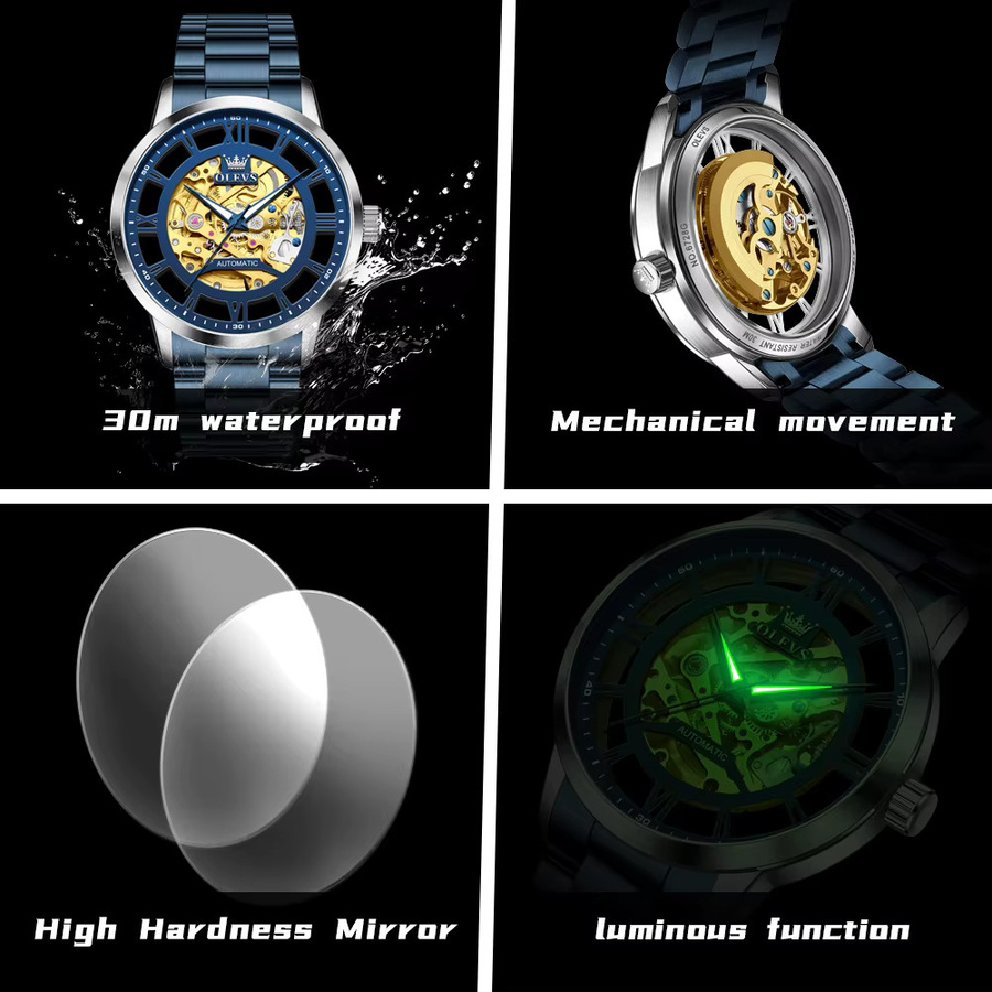 OLVES Armbanduhr Automatik, Edelstahl, Weiß, Herren - Bild 4