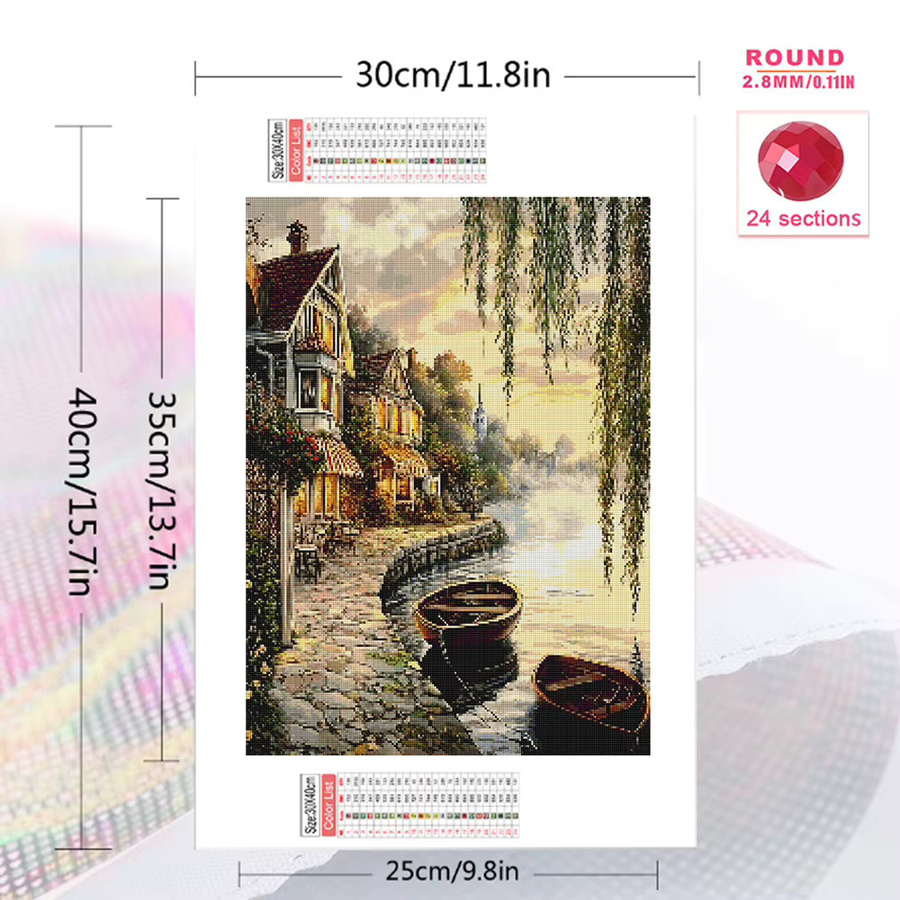 Momoart Diamant-Mosaik DIY Stadtlandschaft mit Straßenmuster für Erwachsene und Anfänger, Mehrfarbig, B/H: 30 x 30 cm - Bild 2