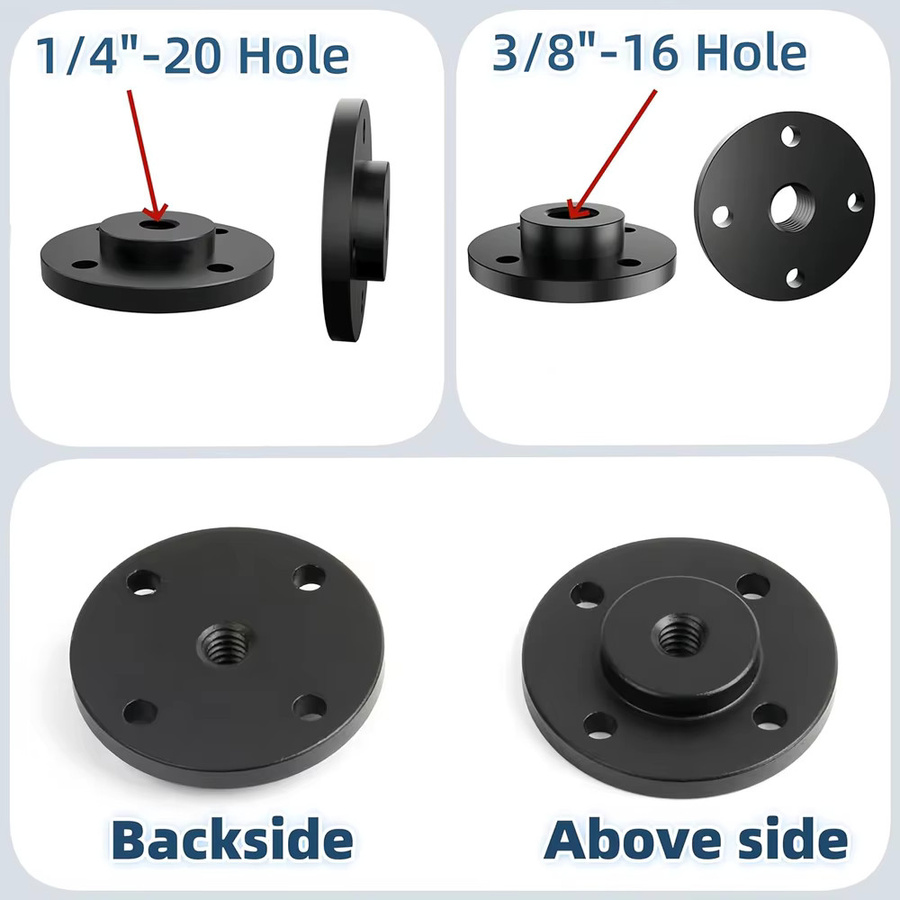 Flanschhalterung aus Aluminiumlegierung für GoPro Hero 13 und 12, Action-Kamera Zubehör in Schwarz mit 1/4 Zoll, 3/8 Zoll und M6-Gewinde - Bild 2