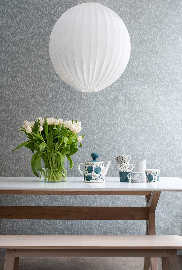 Littlephant Tapete Meadow in Dusty Mid Blue mit botanischem Naturdesign für Wohnzimmer und Schlafzimmer - Bild 1