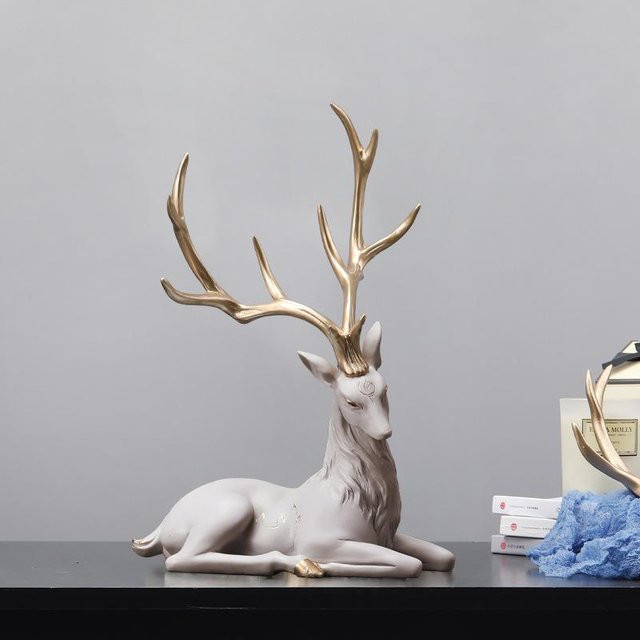 Yiran Furniture Hirschstatue aus Harz als luxuriöse Elchskulptur für deine Wohnzimmerdekoration, Höhe: 35 cm - Bild 1