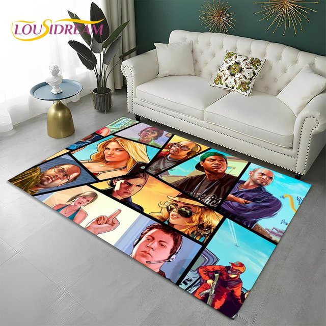 Karpetti GTA Gamer Teppich mit 3D-Design, rutschfest und waschbar, B/B: 60 x 90 cm, Mehrfarbig - Bild 1
