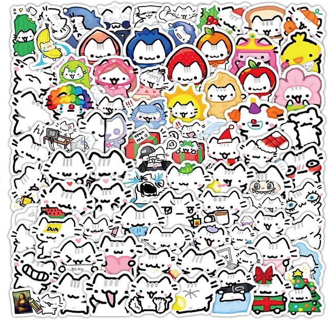 104 Stück Basil-Katzen-Aufkleber in Multicolour für dein DIY-Scrapbook und Notizbuch von RecordingYourLife Store - Bild 1