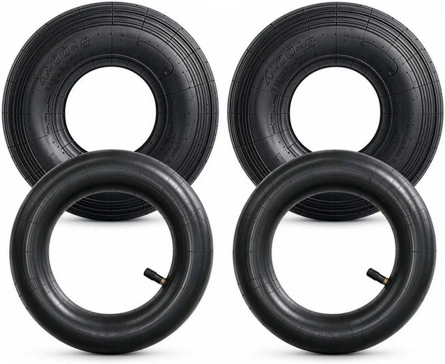 Wiltec Ersatzreifen mit Schlauch 4.00-8 für Schubkarren und Sackkarren, Schwarz, Tragkraft 160 kg, Ventil Tr13 - Bild 1