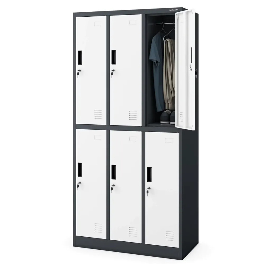JAN NOWAK Umkleideschrank Spind IGOR mit 6 Abteilen, Anthrazit-Weiß, H x B x T: 185 x 90 x 45 cm - Bild 2