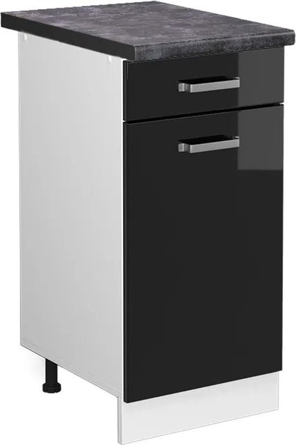 Vicco Küchenunterschrank R-Line in Schwarz Hochglanz und Weiß, Breite: 40 cm, Tiefe: 60 cm, Höhe: 81,6 cm - Bild 1