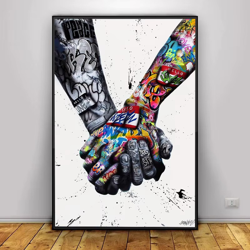Modernes Graffiti-Wandbild Potdemiel als abstraktes Pop-Art Poster mit Herz-Motiven in Multicolour - Bild 4