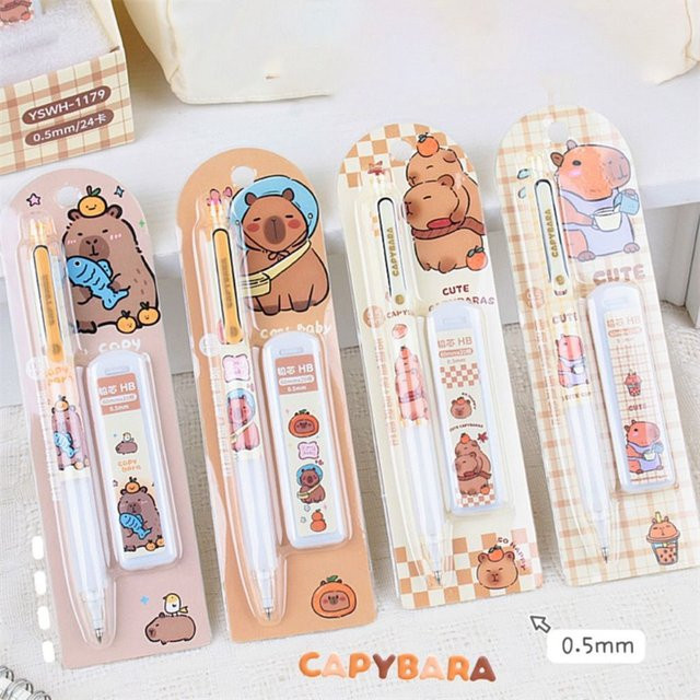 Capybara Druckbleistift Set mit 0,5 mm Mine und Soft Grip in Multicolour - Bild 1