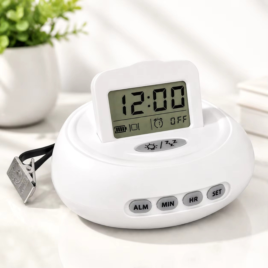 Fandeii Vibrationsalarm-Wecker in Weiß mit Bettvibrator für Tiefschläfer, Gehörlose und Hörgeschädigte, 3 unabhängige Alarme und 4 Alarmmodi mit lautem Alarmton - Bild 2
