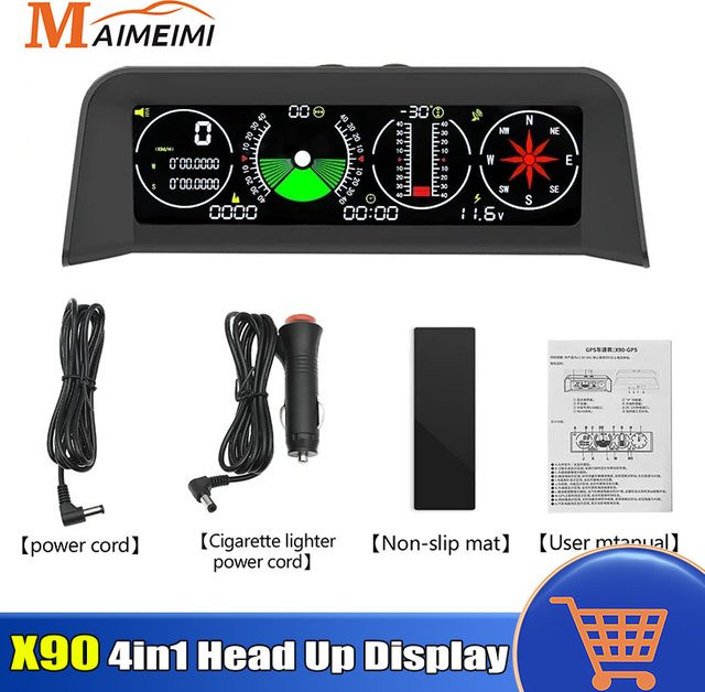 MAIMEIMI M X90 Neigungsmesser mit GPS, Tachometer, HUD, Pitch und Kompass in Schwarz - Bild 1