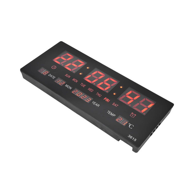 Digitale LED Wanduhr von Tooarts in Schwarz mit Thermometer, geräuschlos und minimalistisch, B/H: 36,6 x 15,5 cm - Bild 2