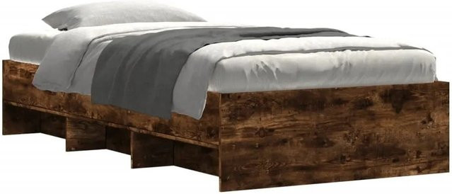 vidaXL Bettgestell aus Holzwerkstoff in Räuchereiche, Farbe Braun, B/T/H: 90 x 190 cm - Bild 1
