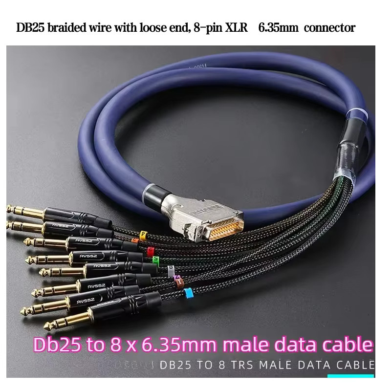 DB25 auf 6,35mm TRS und XLR/RCA Symmetrisches Analog-Audio-Pigtail-Kabel in Gold und Blau für dein Aufnahme-Interface - Bild 2