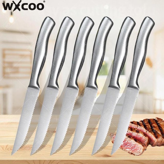 WXCOO Ganzstahl gezahnte Allzweckmesser in Silber für Steak, Obst und Brot - Bild 1