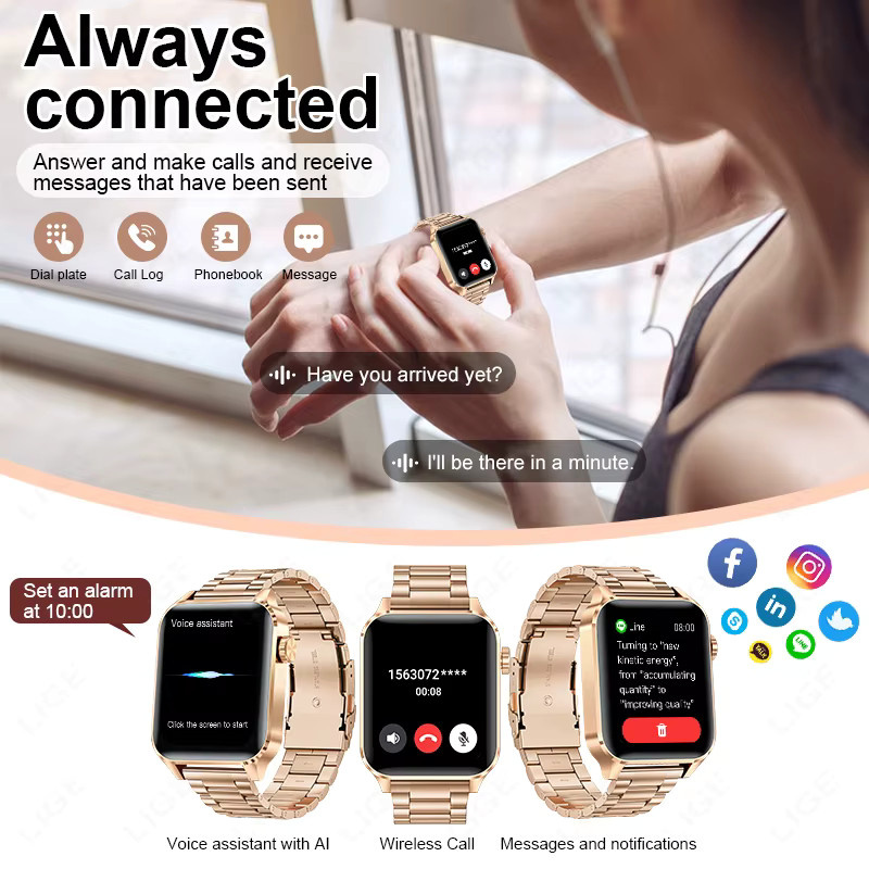 foxbox Smartwatch, Edelstahl, Schwarz, Rechteckig - Bild 2