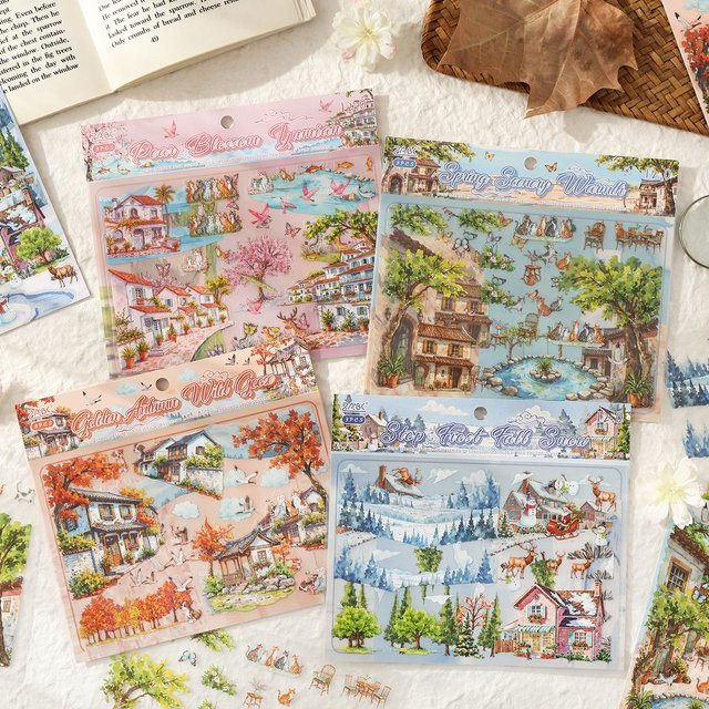 JIANQI Kawaii 3D Landschaft Aufkleber DIY Tasche Kabine Szene Multicolor - Bild 1