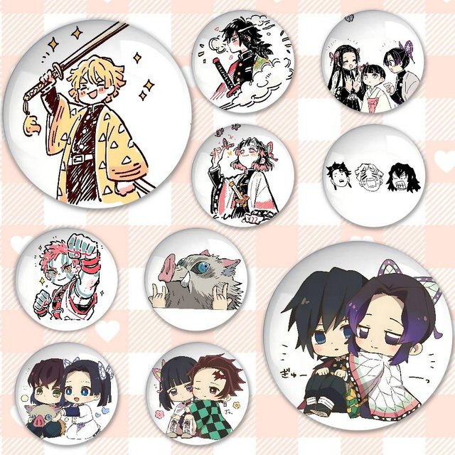 Brosche Anime D-Demons-S-Slayers, Metall, Weißblech - Bild 1
