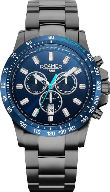 Roamer Chronograph, Edelstahl, Blau, Quarz, 45 mm, Herren - Bild 1