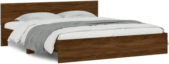 vidaXL Bettgestell mit Kopfteil in Braun Eiche-Optik, B/T/H: 200 x 203 x 70 cm - Bild 1