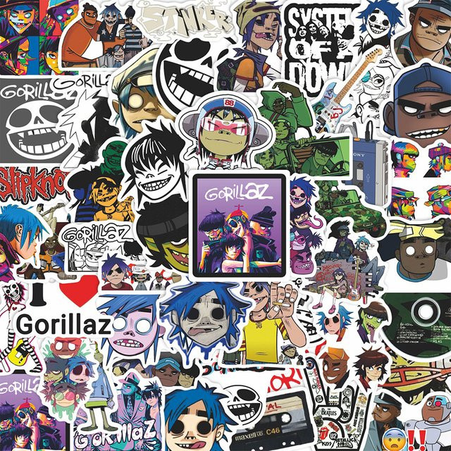Rspctou Gorillaz Aufkleber, Cartoon Graffiti-Sticker, Multicolor - Bild 1