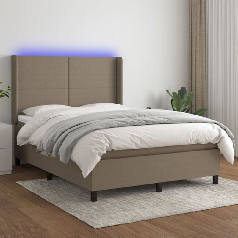 vidaxl Boxspringbett mit Matratze in Taupe meliert, Stoff, B/T: 140 x 200 cm - Bild 1