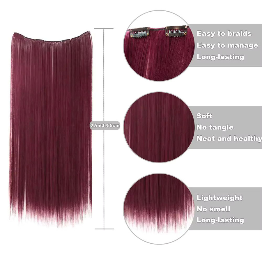 Refeeny Haarverlängerungen Clip-In, synthetisch, 22 Zoll, Damen - Bild 2