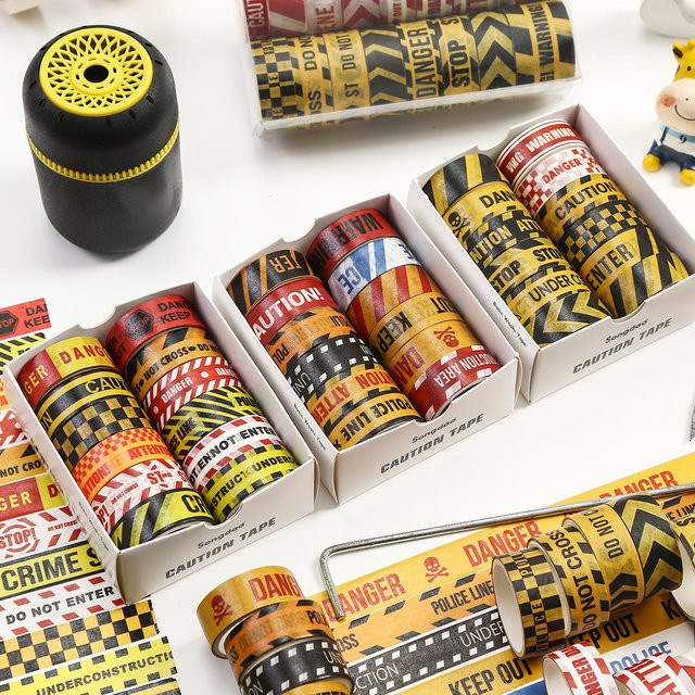 Warn-Washi-Tape-Set mit 12 Rollen im Polizei-Design für Scrapbooking und DIY-Bastelarbeiten, Mehrfarbig - Bild 1