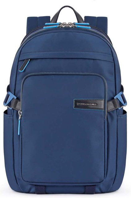 Piquadro PQ-RY Laptoprucksack für 15,6 Zoll aus Stoff und Leder in Nachtblau - Bild 1