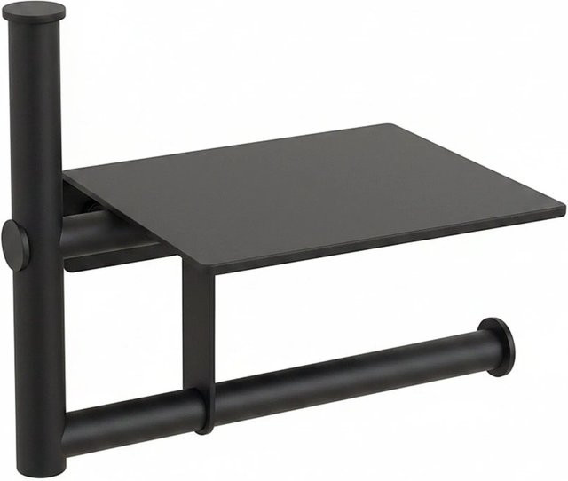 Relaxdays Wandtoilettenpapierhalter aus Eisen in Schwarz ohne Bohren B: 27 cm, H: 28 cm, T: 10,5 cm - Bild 1