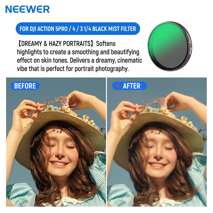 NEEWER Objektiv-Kit für DJI Osmo Action 3 4 5Pro mit ND-Filtern, UV-, CPL- und Diffusionsfiltern, mehrfach beschichtet - Bild 4