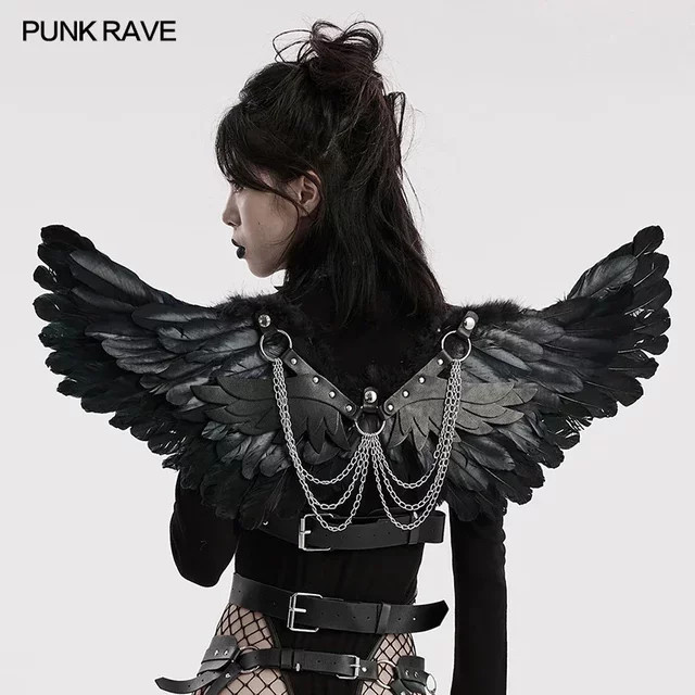 Punk Rave Feder Flügel Geschirr, Leder & Ketten, Damen - Bild 1