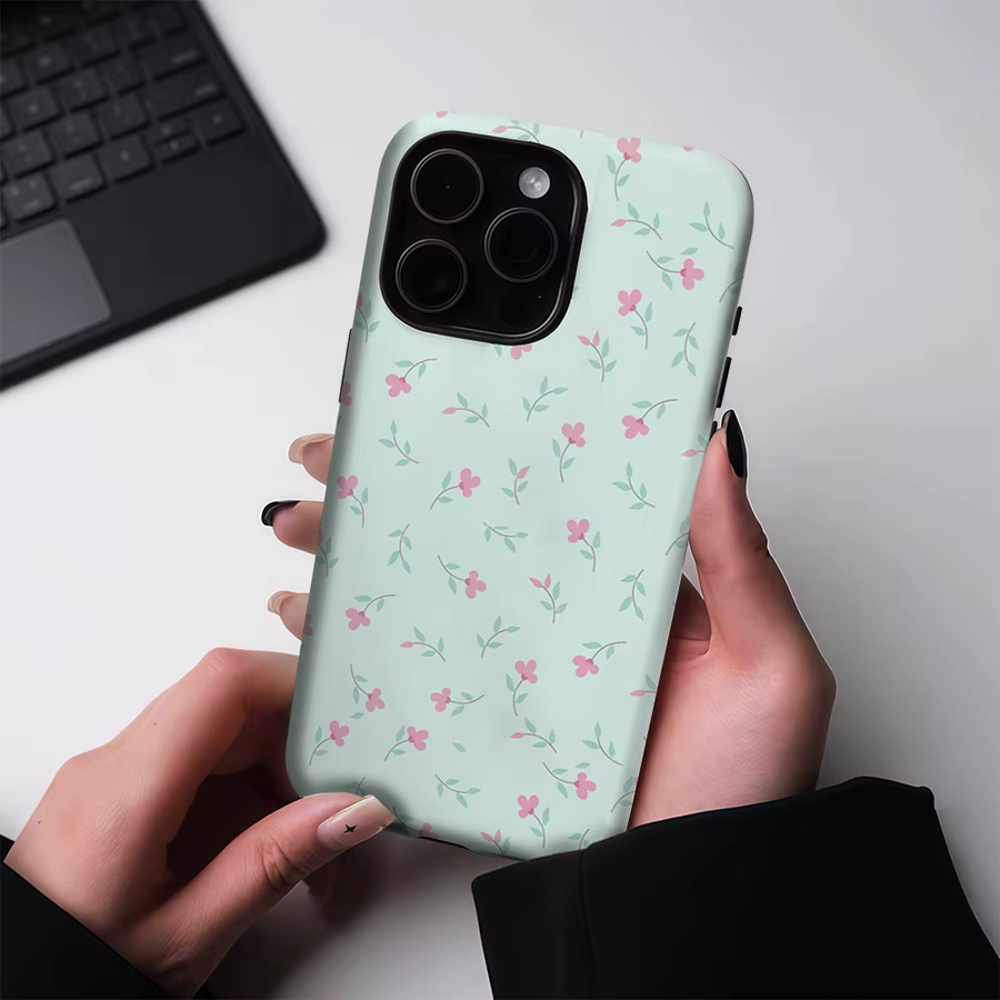 Potdemiel Handyhülle mit Blüten-Design in Pink und Multicolour für iPhone 17 16 15 14 13 Pro Max Plus, robuste magnetische Einzel- und Doppelschicht-Schutzhülle - Bild 2