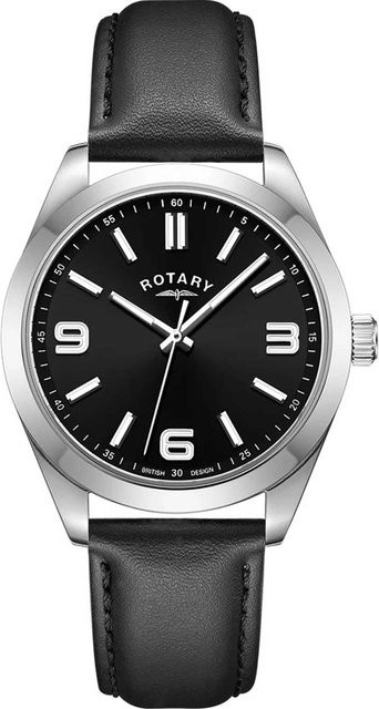 Rotary Herrenuhr, Quarz, Edelstahl, Leder, 40 mm, 7 ATM, Saphirglas - Bild 1