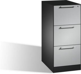 C+P Hängeregistraturschrank Asisto DIN A4 mit 3 Schubladen, Front Weißaluminium, Korpus Schwarzgrau, B: 60,0 cm, H: 101,0 cm, T: 44,0 cm - Bild 1
