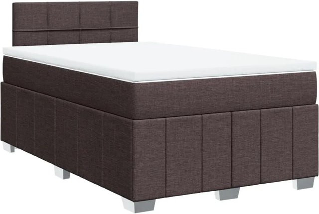 vidaXL Boxspringbett mit Matratze Dunkelbraun B: 120 cm, T: 190 cm, H: 76,5 cm aus Stoff und Kiefernholz - Bild 1