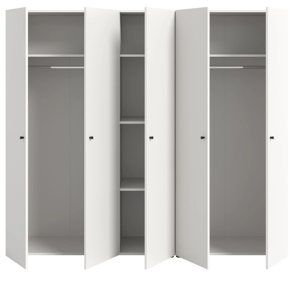 5-türiger Kleiderschrank Carter in Weiß matt, B/H: 200 x 176 cm - Bild 5
