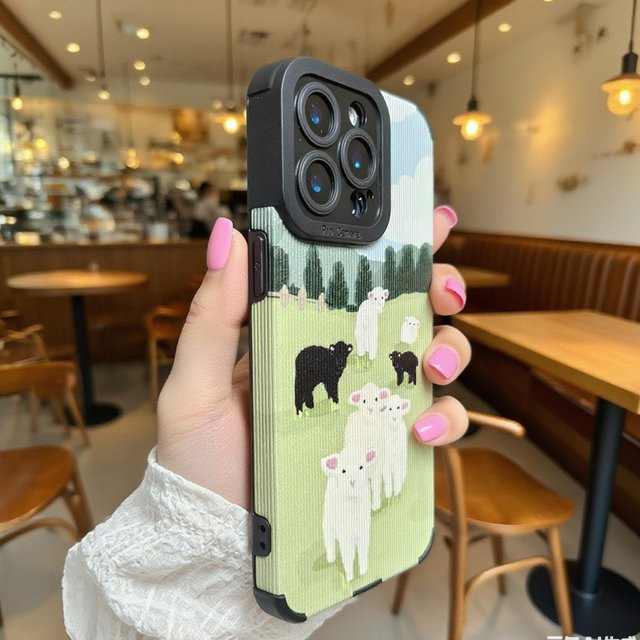 Stoßfeste Silikonhülle mit Cartoon-Schaf-Design für Apple iPhone 12 bis iPhone 17, weiches Material, Multicolor - Bild 1