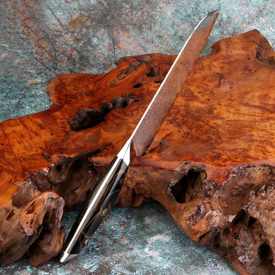 XITUO 6-teiliges Küchenmesser-Set aus Damaszener Stahl mit Kupfer-Platin-Harzgriff in Multicolour, bestehend aus Santoku-, Schäl-, Brot- und Ausbeinmessern - Bild 3