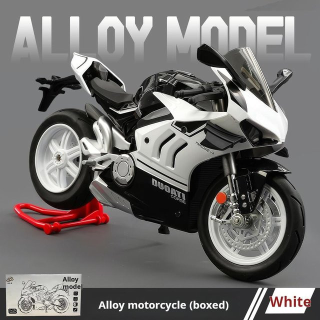 Linyi toy car Version 1:10 Ducati V4S Leichtmetall Motorrad Modell, mit Sound und Licht, ab 4 Jahren - Bild 1