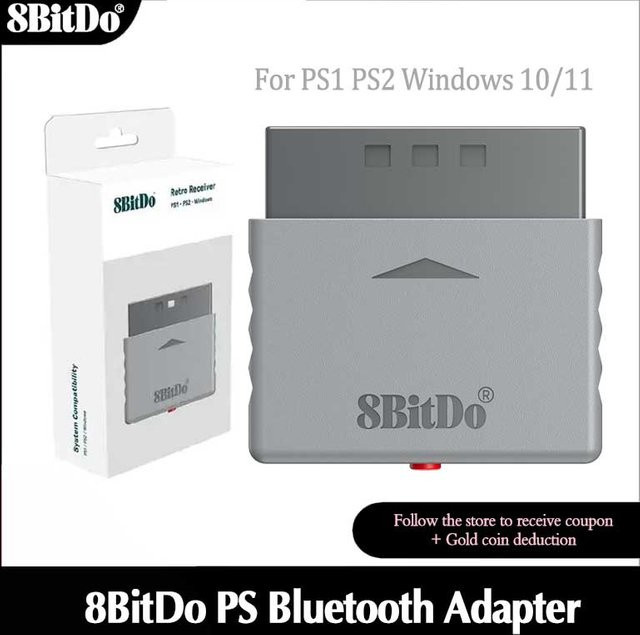 8Bitdo Retro Receiver Adapter Dongle in Grau für PS1 PS2 Windows Xbox Serie Xbox One Switch Pro und PS5 PS4 Gamepads - Bild 1