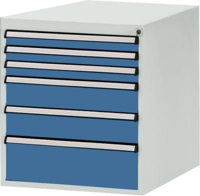Manuflex Schubladen-Unterbauten für Werkbank Profi aus Stahl, Farbe: lichtgrau/brillantblau, Tiefe: 70 cm - Bild 1
