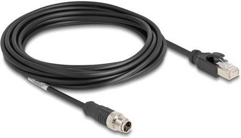 Delock 80868 RJ45 zu M12 Patchkabel CAT 5e S/FTP Ethernet LAN, Schwarz, Länge: 5,00 m - Bild 1