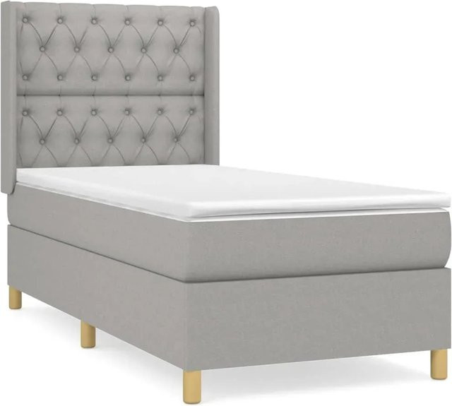 vidaXL Boxspringbett Hybrid mit Matratze und Taschenfederkern in Grau, B/T/H: 80 x 200 x 118 cm - Bild 1