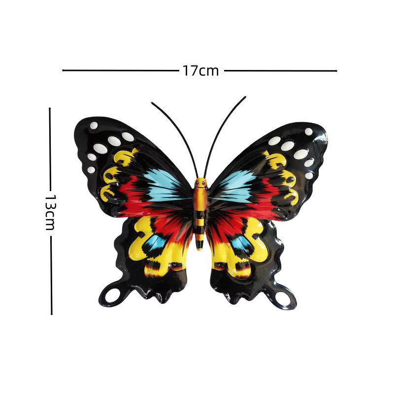 CH CACILLO Schmetterling Wandkunst aus Metall im 4er-Set, Mehrfarbige Dekoration für Garten und Zaun - Bild 3