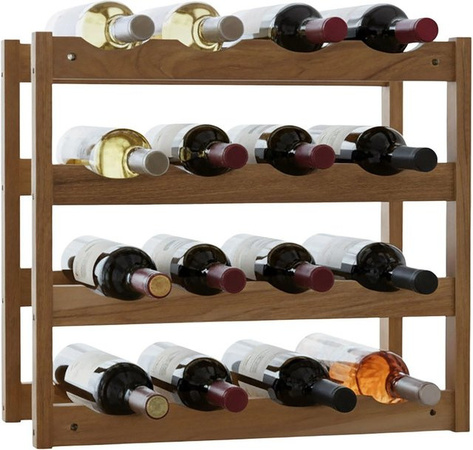 Relaxdays Weinregal aus Walnuss Natur für 16 Flaschen, B/T/H: 38 x 42 x 21 cm